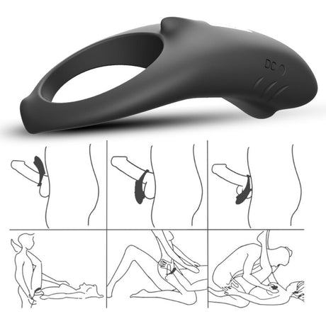Armony - Shark Vibratorring für Paare Fernbedienung Schwarz