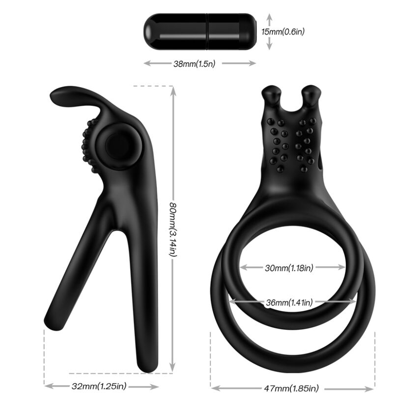 Armony - Traveller Doppel-Vibratorring für Paare Rabbit Schwarz