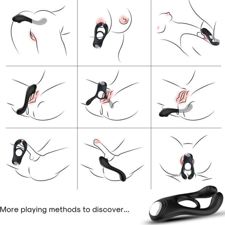 Armony - Veyron Doppel-Vibrator-Ringspielzeug für Paare mit Fernbedienung Schwarz