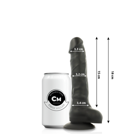 Realistischer Dildo Realistisches Silikon Dichte Artikulierbar Schwarz 18 cm.1