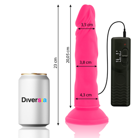 Diversia - Flexibler Dildo mit Vibration Rosa 23 cm-x-4.3 cm
