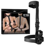 Fetish Submissive Bondage - Kragen und Handgelenkmanschetten-Körperfestlege-Set
