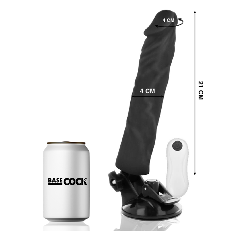 Basecock - Realistischer Vibrator mit Fernbedienung Schwarz 21 cm-x-4 cm