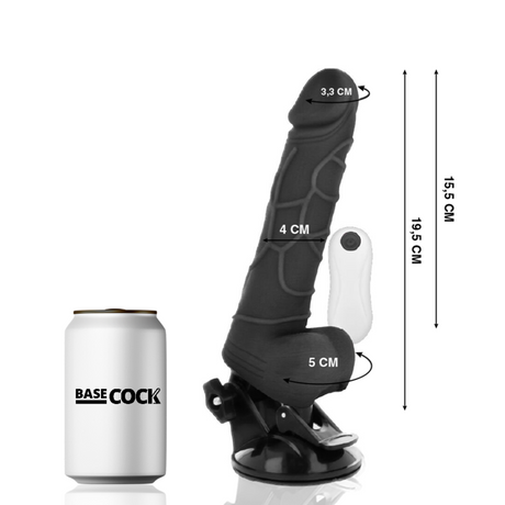 Basecock - Realistischer Vibrator mit Fernbedienung Schwarz mit Hoden 19.5 cm-x-4 cm