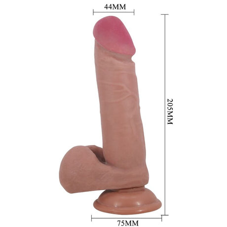 Pretty Love - Realistischer Dildo der Sliding Skin-Serie mit Sliding Skin-Saugnapf Braun 20,5 cm