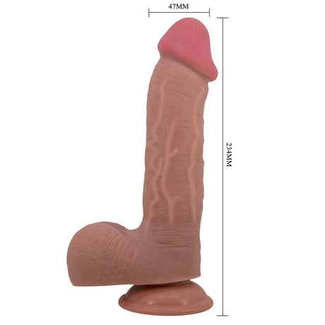 Pretty Love - Realistischer Dildo der Sliding Skin-Serie mit Sliding Skin-Saugnapf Braun 23,4 cm
