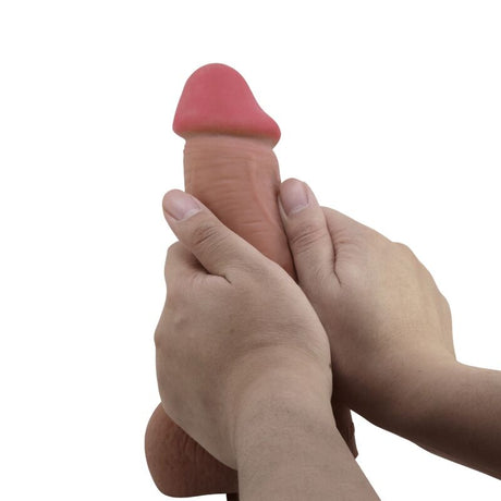 Pretty Love - Realistischer Dildo der Sliding Skin-Serie mit Sliding Skin-Saugnapf Braun 23,4 cm