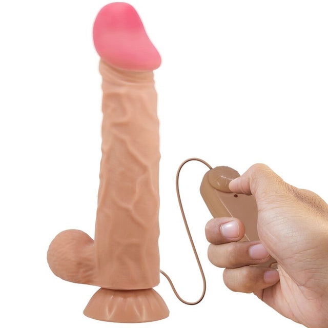Pretty Love - Sliding Skin Series Realistischer Dildo mit Sliding Skin Saunapf Fernbedienung Fleisch 24 cm