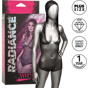 Calexotics - Radiance Deep V-Bodysuit mit Kapuze und Übergrösse