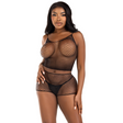 Leg Avenue - T-Shirt & Hosen Set Netz Schwarz
