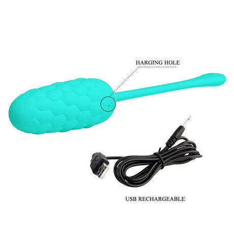 Vibrator Vibrierendes Ei mit Wiederaufladbarer Meerestextur in Aquagrün.7