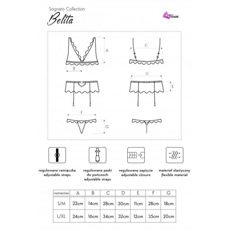 Livco Corsetti Fashion - Belita Lc 90231 Bh + Hösche + Strumpfgürtel Schwarz L/XL