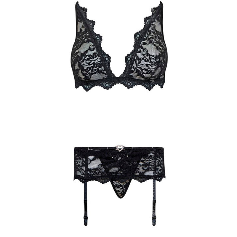 Livco Corsetti Fashion - Belita Lc 90231 Bh + Hösche + Strumpfgürtel Schwarz L/XL