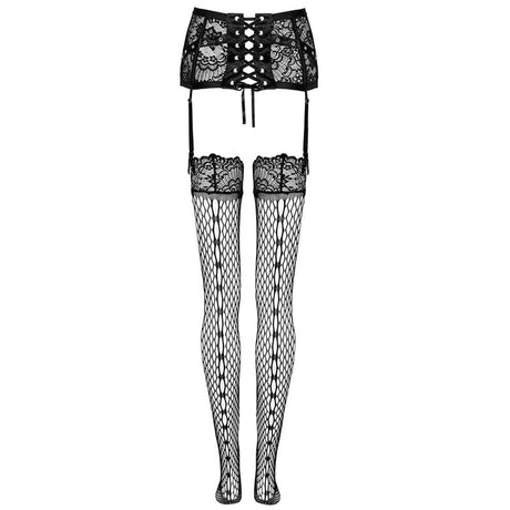 Livco Corsetti Fashion - Strumpfgürtel + Strümpfe Schwarz L/XL