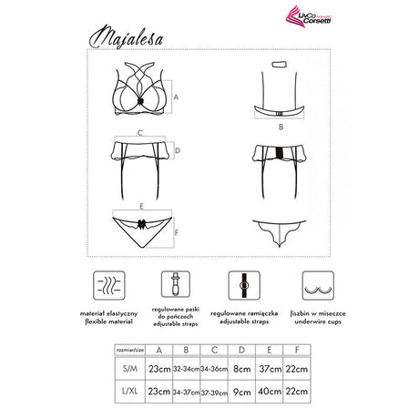 Livco Corsetti Fashion - Majalesa Lc 90526 Bh + Strumpfgürtel + Hösche Schwarz L/XL