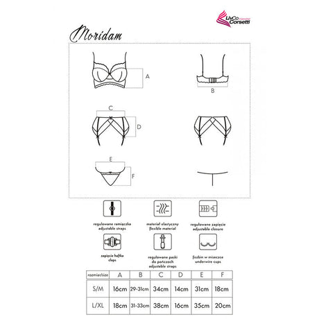Strapsset Fashion Moridam Lc 90552 Bh + Strumpfgürtel + Hösche Negro L/XL Hautfarbe.7