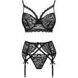 Livco Corsetti Fashion - Moridam Lc 90552 Bh + Strumpfgürtel + Hösche Negro L/XL