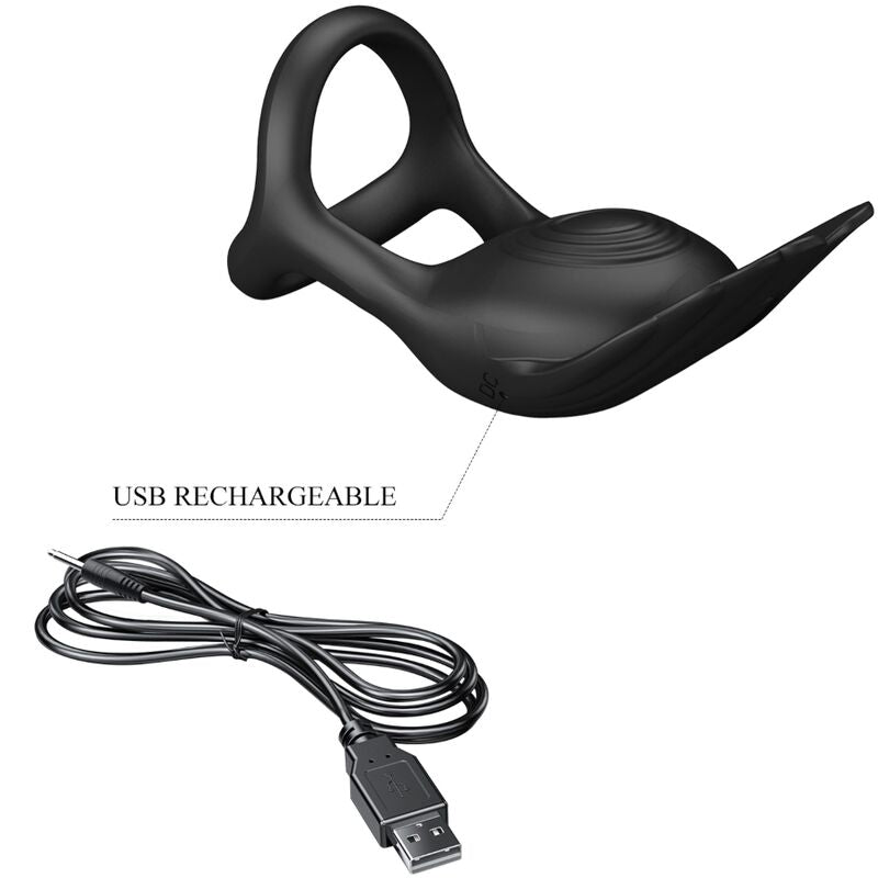 Pretty Love - Silas Vibrant Penis Ring 7 Vibrationen Schwarzes Silikon