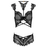 Livco Corsetti Fashion - Palmenom Lc 90614 Bh + Höschen Schwarz L/XL