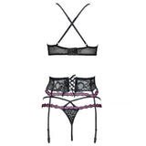 Livco Corsetti Fashion - Snehana Lc 90443 Bh + Strumpfgürtel + Hösche Schwarz