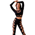 Chilirose - Cr 4436 Top & Leggins Schwarz S/L