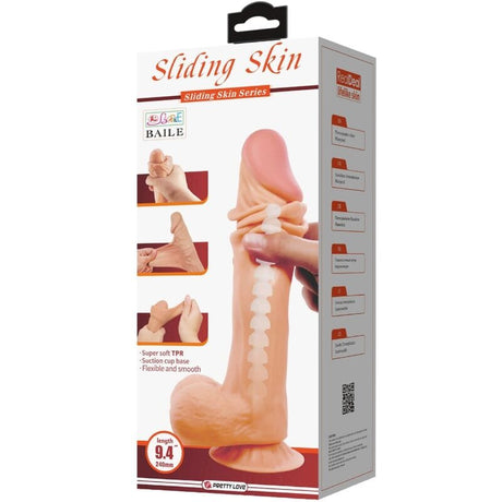 Pretty Love - Sliding Skin Series Realistischer Dildo mit Sliding Skin Saugnapf 24 cm