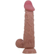 Realistischer Dildo der Sliding Skin-Serie mit Sliding Skin-Saugnapf Braun 24 cm