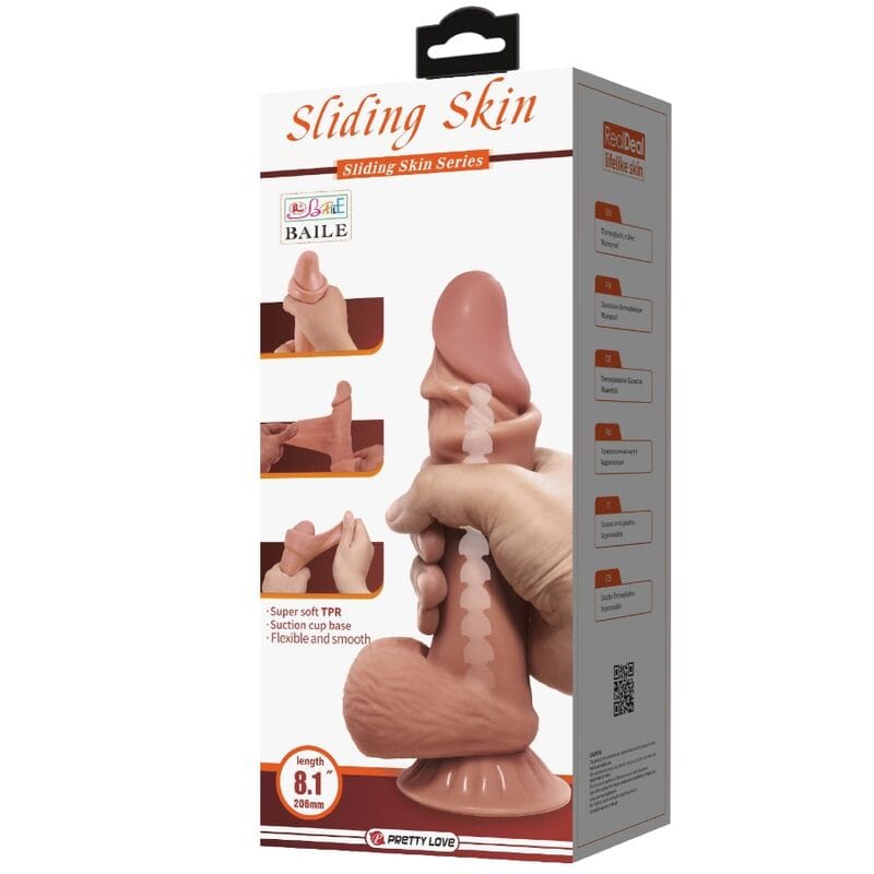 Pretty Love - Sliding Skin Series Realistischer Dildo mit Gleitendem Braunen Haut-Saugnap 21,8 cm