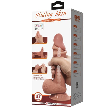 Pretty Love - Sliding Skin Series Realistischer Dildo mit Gleitendem Braunen Haut-Saugnap 21,8 cm