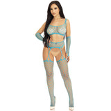 Leg Avenue - Crop Top Strümpfe und Handschuhe Blau
