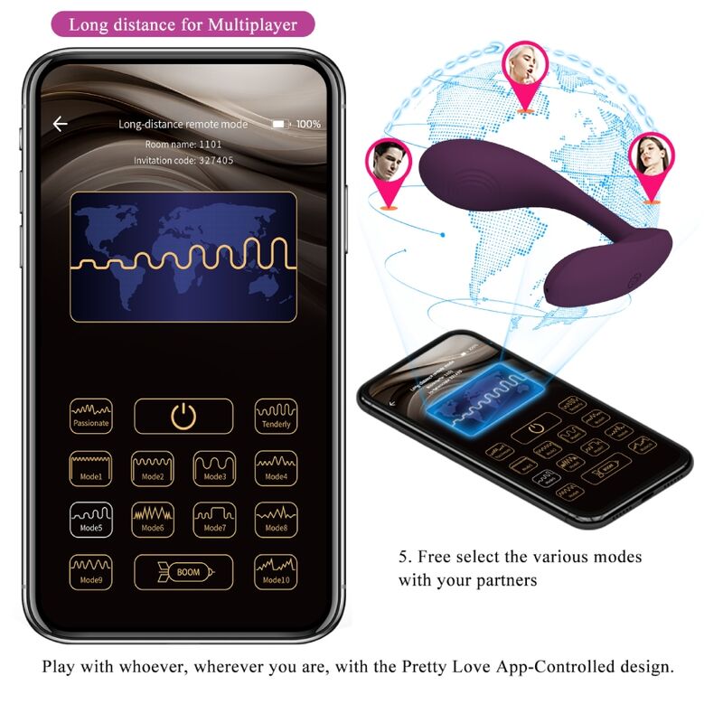 Pretty Love - Baird g-Spot 12 Vibrationen Wiederaufladbar Lila App