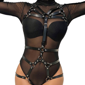 Subblime - Körperharness Verstellbare Riemen Leder Schwarz Eine Grösse