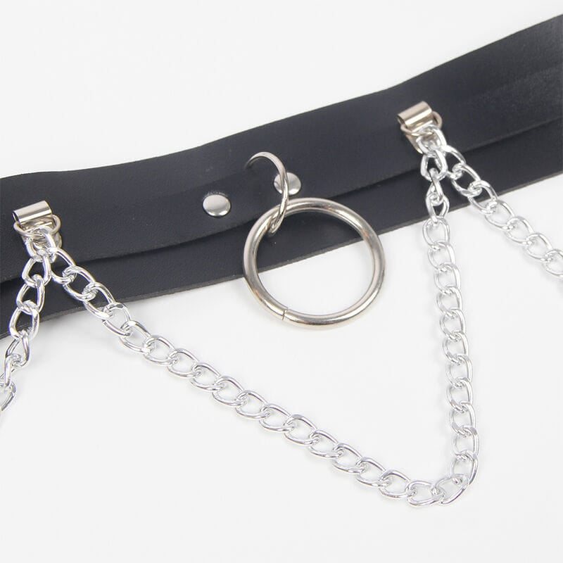 Subblime - Gürtel und Strumpfband mit Ringen und Kette Detail Eine Grösse