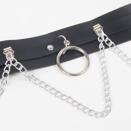 Subblime - Gürtel und Strumpfband mit Ringen und Kette Detail Eine Grösse