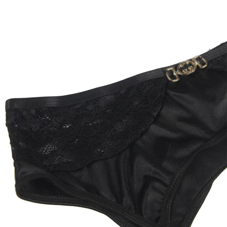 Subblime - 3-Teiliges Set Bh + String + Strumpfband aus Spitze Schwarz L/XL