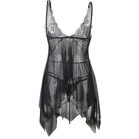 Subblime - Babydoll Stoff Tüll Brust Spitze L/XL