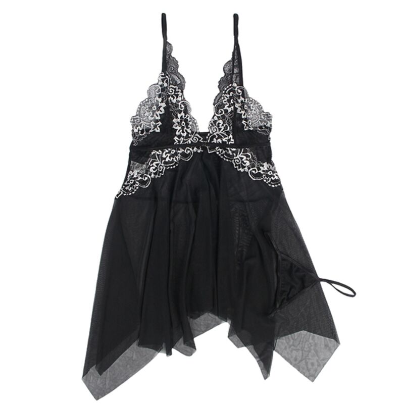 Subblime - Babydoll Stoff Tüll Brust Spitze L/XL