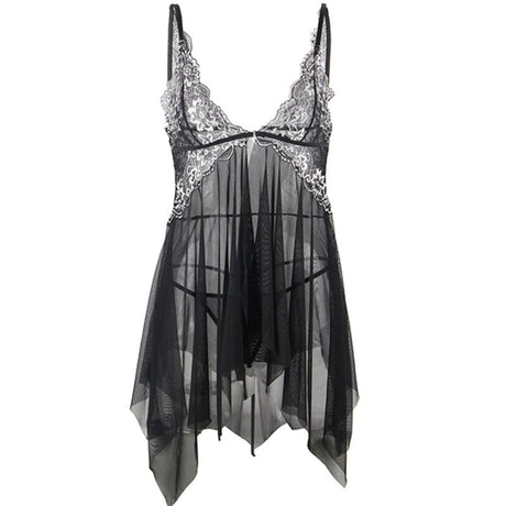Subblime - Babydoll Stoff Tüll Brust Spitze L/XL