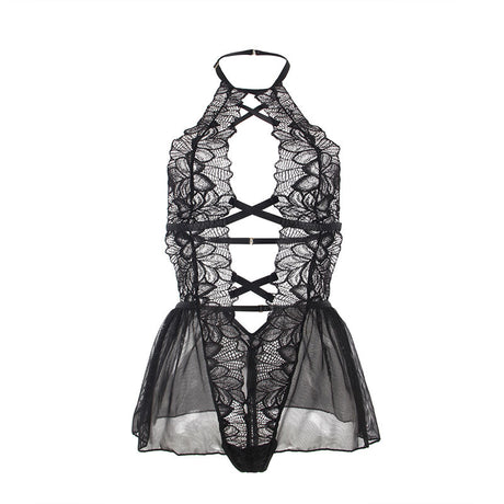 Subblime - Teddy-Halter-Neck-Bare-Back-Spitze Schwarz S/M
