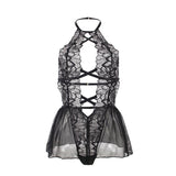Subblime - Teddy-Halter-Neck-Bare-Back-Spitze Schwarz L/XL