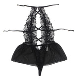 Subblime - Teddy-Halter-Neck-Bare-Back-Spitze Schwarz L/XL