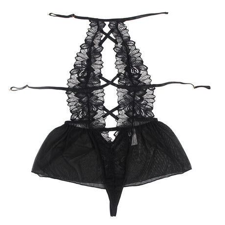 Subblime - Teddy-Halter-Neck-Bare-Back-Spitze Schwarz L/XL