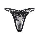 Subblime - 3-Teiliges Set Bh + String + Strumpfband Blumenprint Schwarz S/M