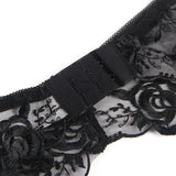 Subblime - 3-Teiliges Set Bh + String + Strumpfband Blumenprint Schwarz L/XL