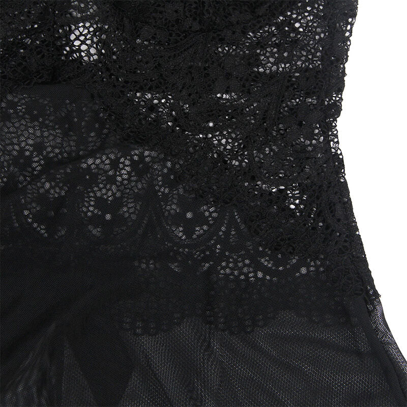 Subblime - Babydoll-Tüllstoff mit Spitze und Blumendetail Schwarz L/XL
