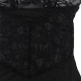 Subblime - Babydoll mit Verstellbaren Trgern und Transparenter Spitze mit Blumendruck Schwarz S/M