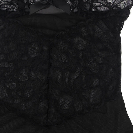 Subblime - Babydoll mit Verstellbaren Trgern und Transparenter Spitze mit Blumendruck Schwarz L/XL