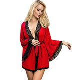 Subblime - Transparenter Stoffmantel mit Spitzendetail Rot S/M