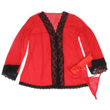 Subblime - Transparenter Stoffmantel mit Spitzendetail Rot S/M