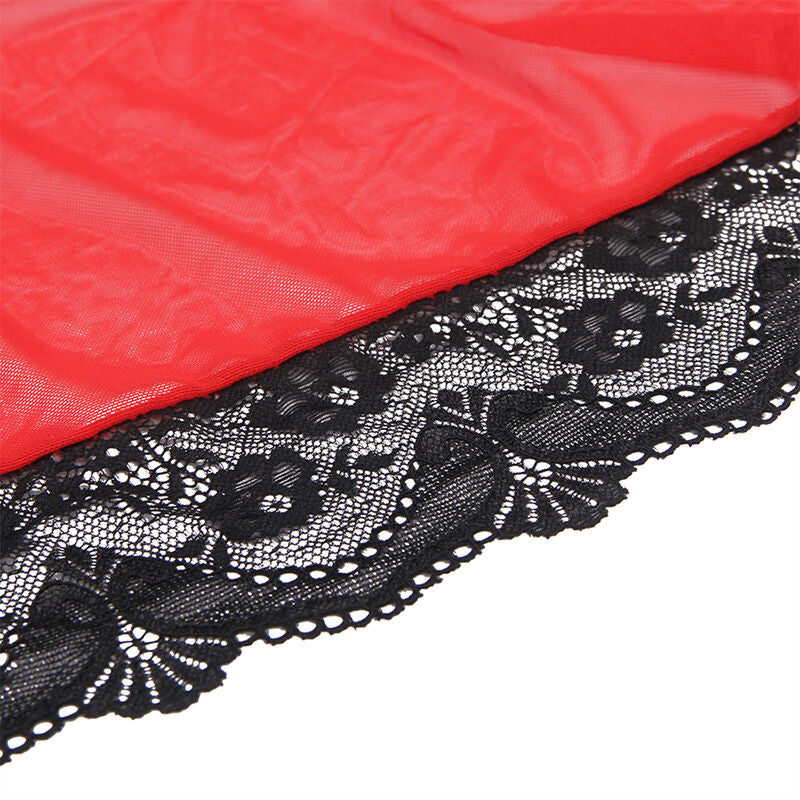 Subblime - Transparenter Stoffmantel mit Spitzendetail Rot S/M